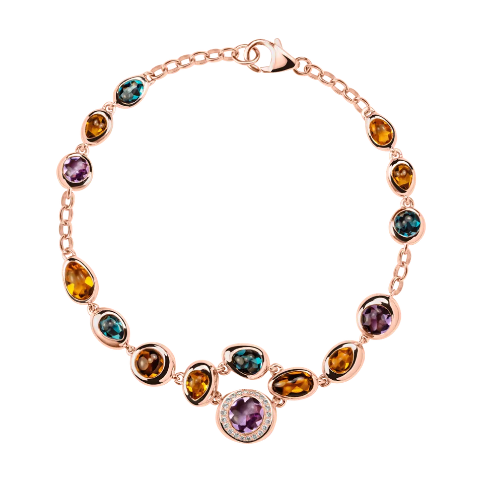 Náramok s diamantmi a drahými kameňmi Rainbow Charm