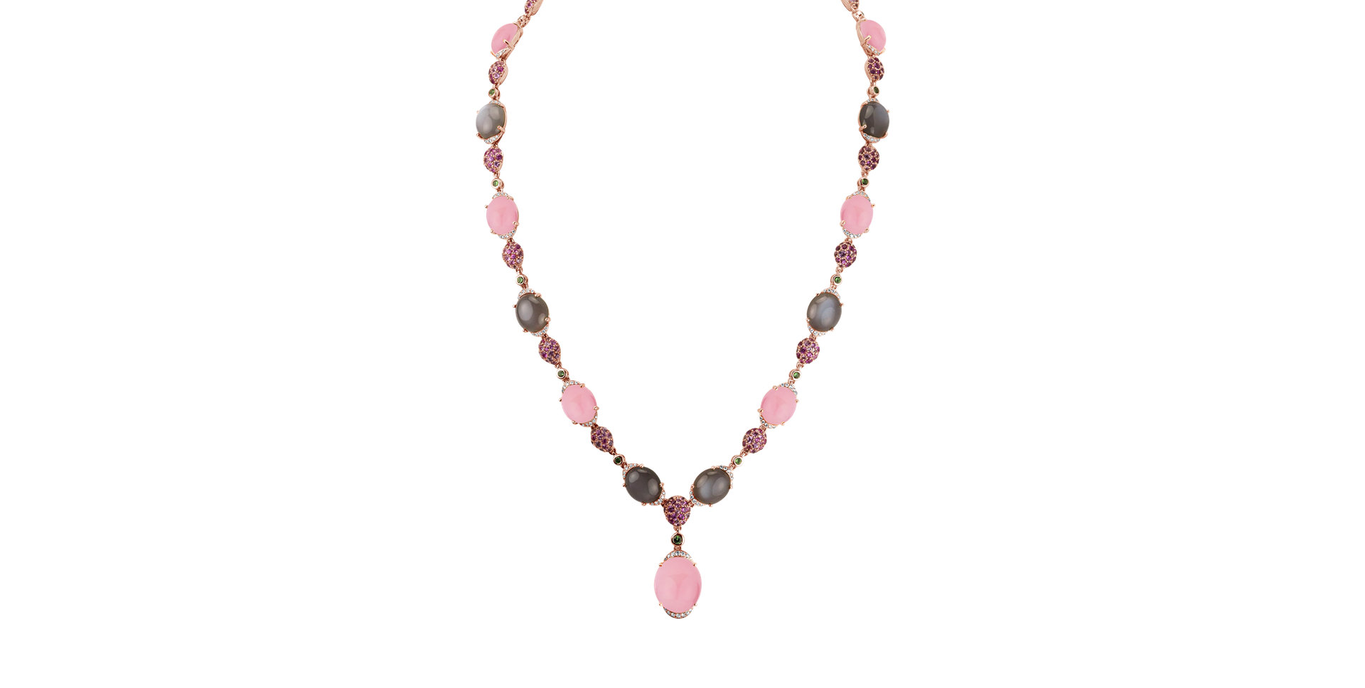 Náhrdelník s diamantmi a drahokamami Rainbow Sin