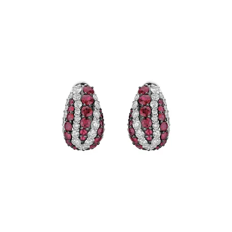 Náušnice s diamantmi a rubínmi Maroon Majesty