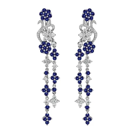 Náušnice s diamantmi a zafírmi Moonlight Flowers