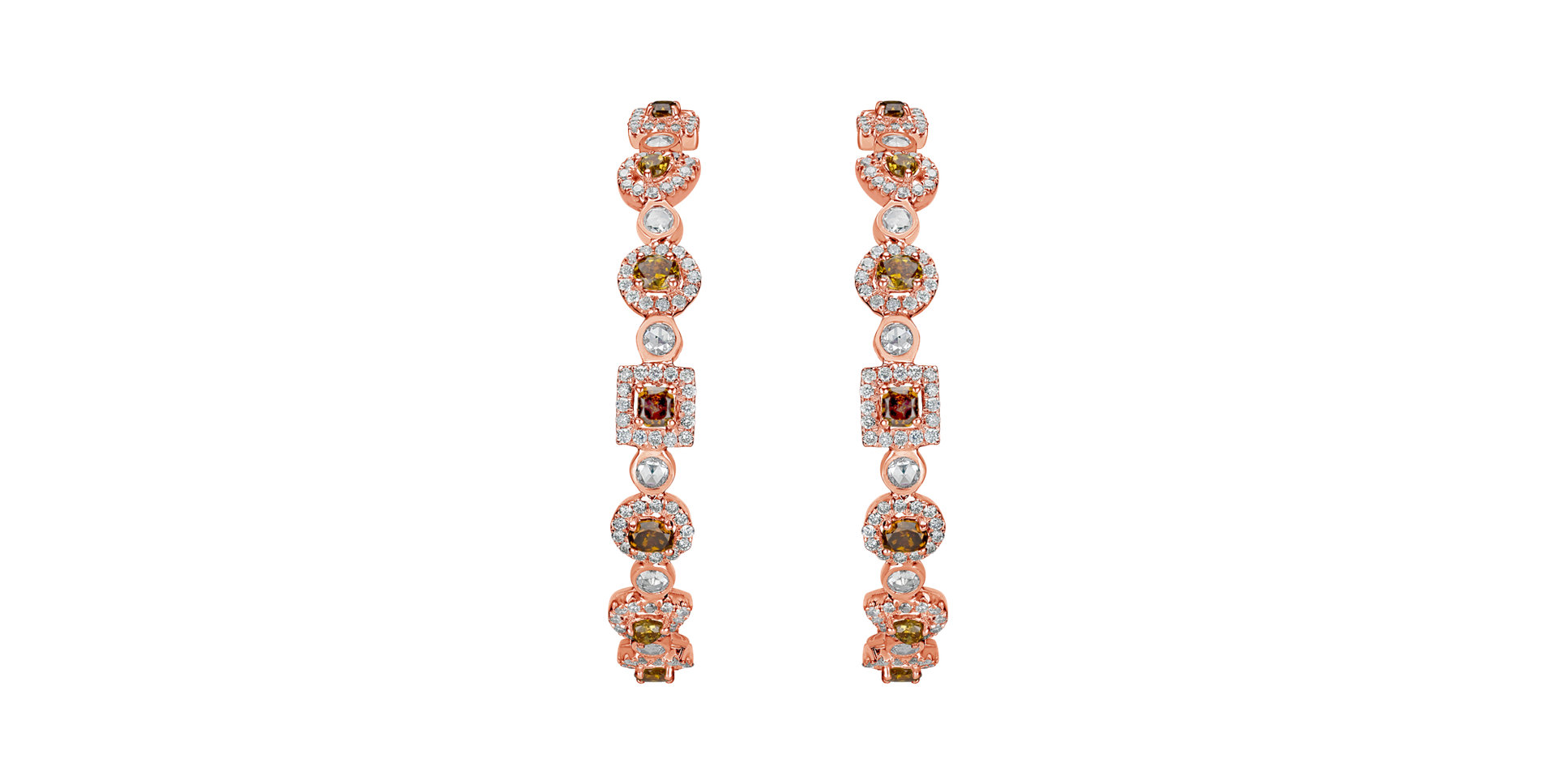 Náušnice s hnedými a bielymi diamantmi Earth Queen