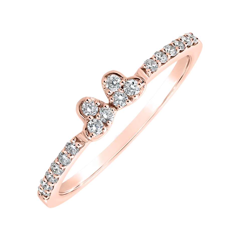 Prsteň s diamantmi Double Hearts