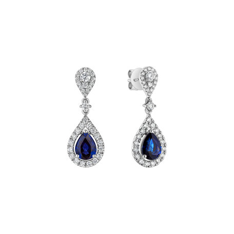 Náušnice s zafírom a diamantmi Lavish Feeling