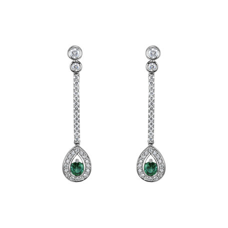 Náušnice so smaragdom a diamantmi Glamour Drop