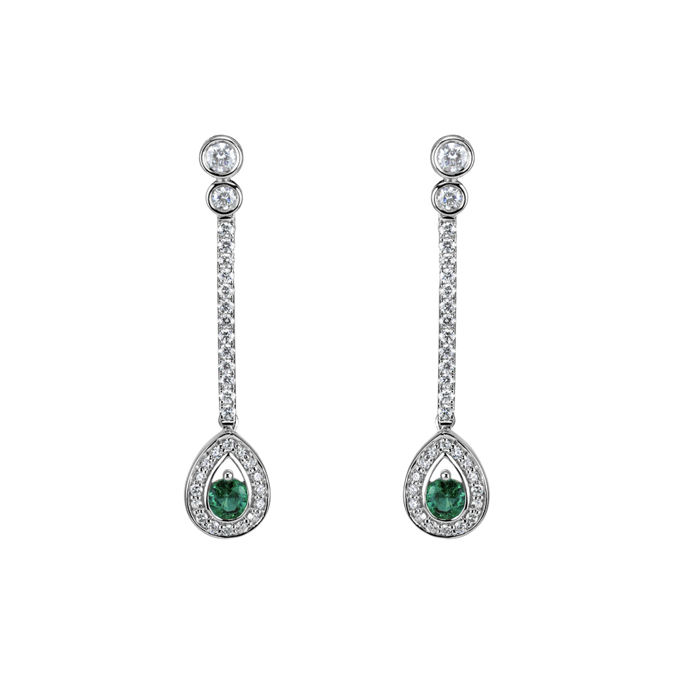 Náušnice so smaragdom a diamantmi Glamour Drop