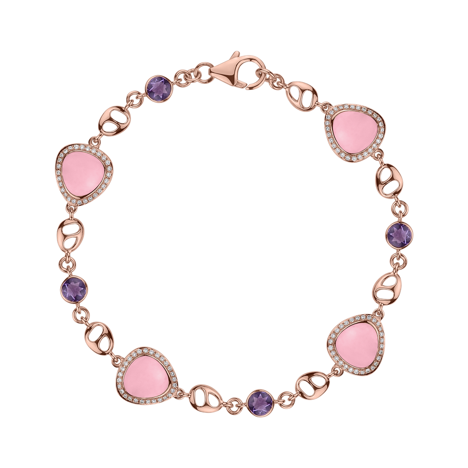 Náramok s diamantmi, ametystmi a ruženínmi Rose Destiny