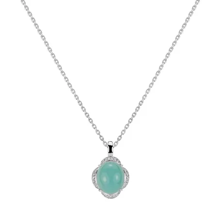 Prívesok s chalcedonom a diamantmi Geranium Gems