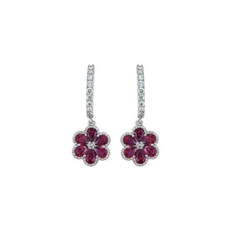 Náušnice s diamantmi a rubínmi Aristocrat Elegance
