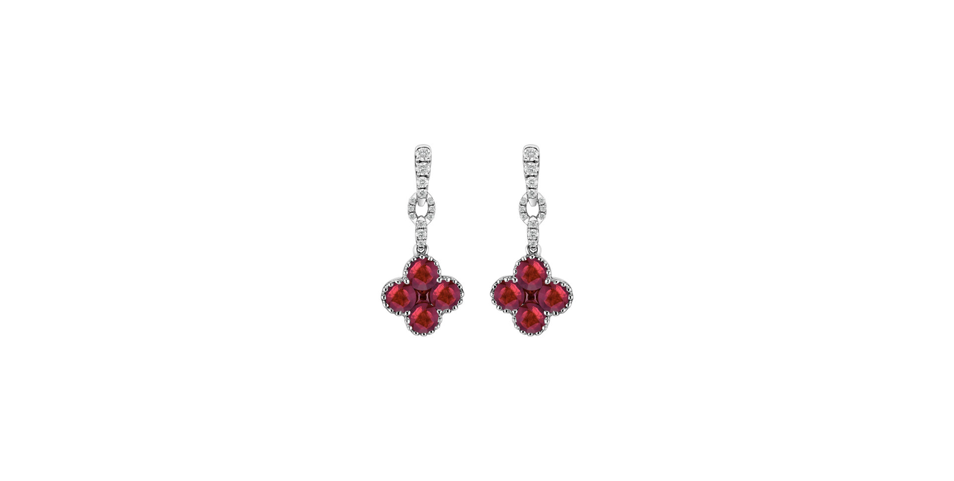Náušnice s diamantmi a rubínmi Fire Clover