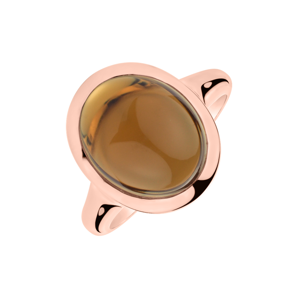 Prsteň 14kt ružové zlato s cogniak quartzom Sweet Wish