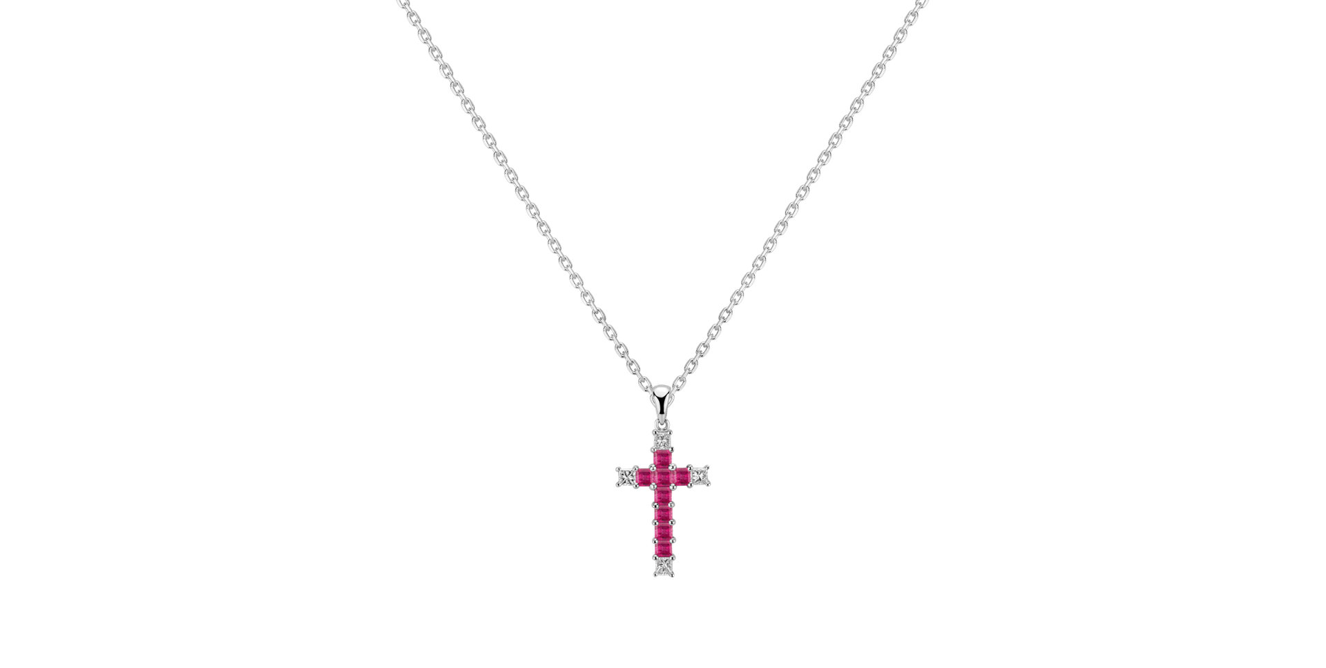 Přívěsok s rubínom a diamantmi Faithful Cross