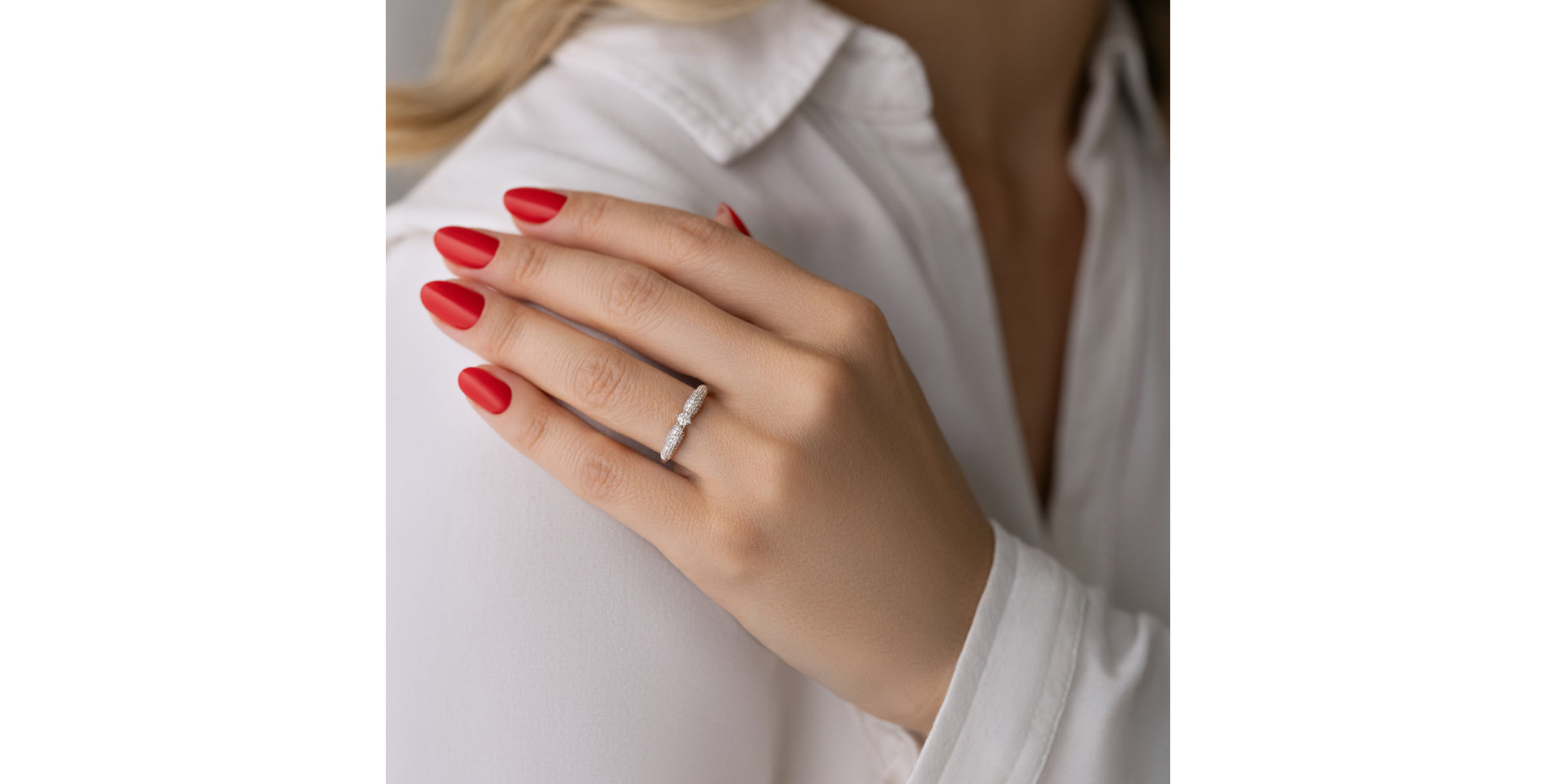 Prsteň 14kt biele zlato s diamantom Luxury Addiction