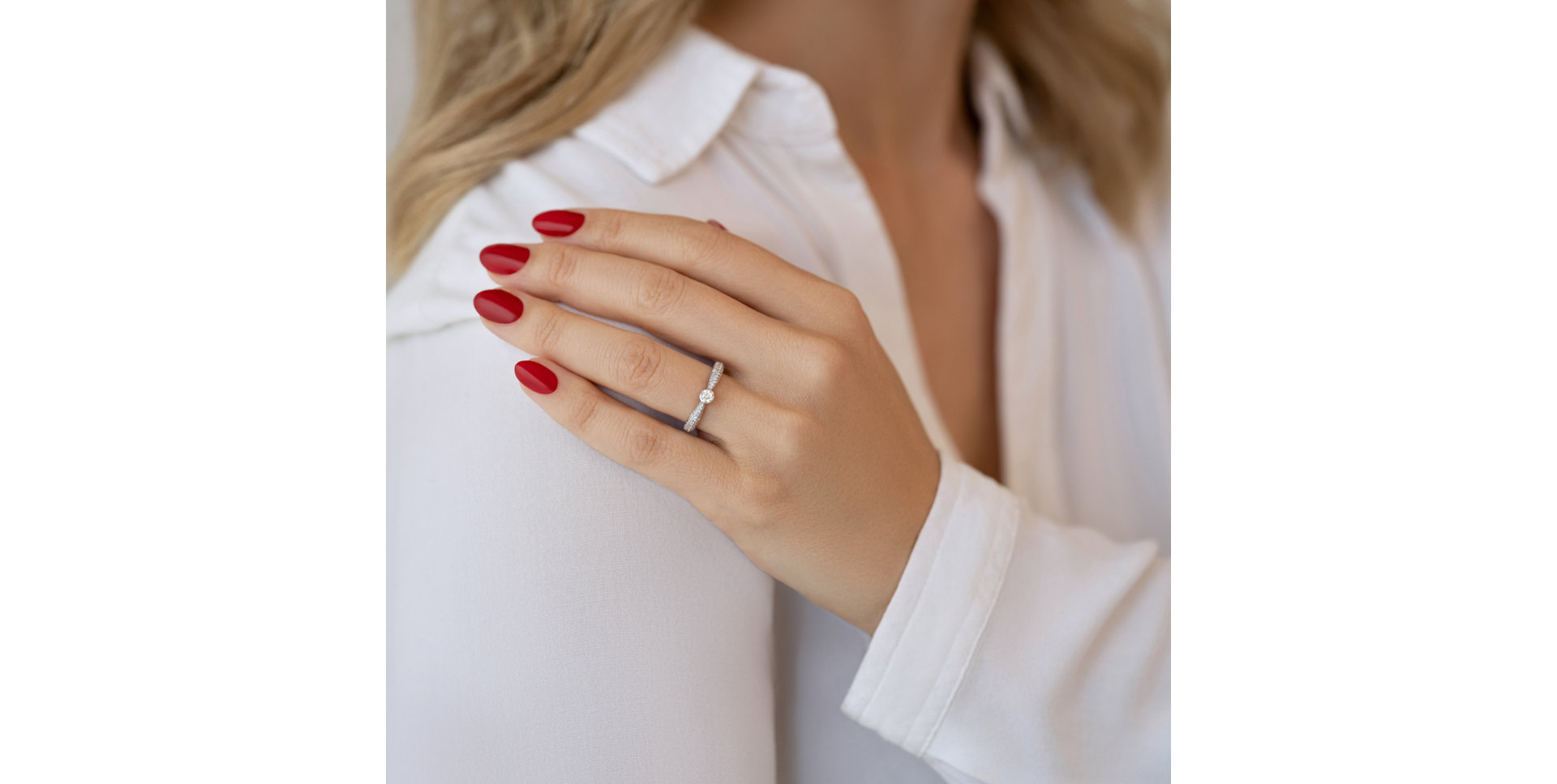 Prsteň 14kt biele zlato s diamantom Dream Ritual