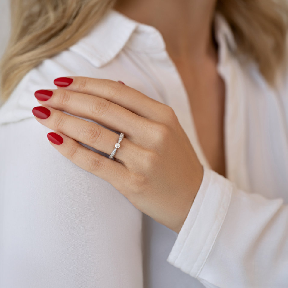 Prsteň 14kt biele zlato s diamantom Dream Ritual