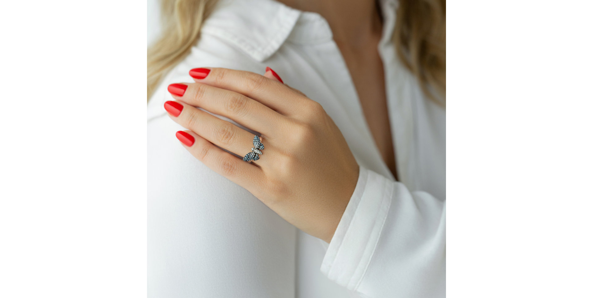 Prsteň s diamantmi a zafírmi Shiny Wings