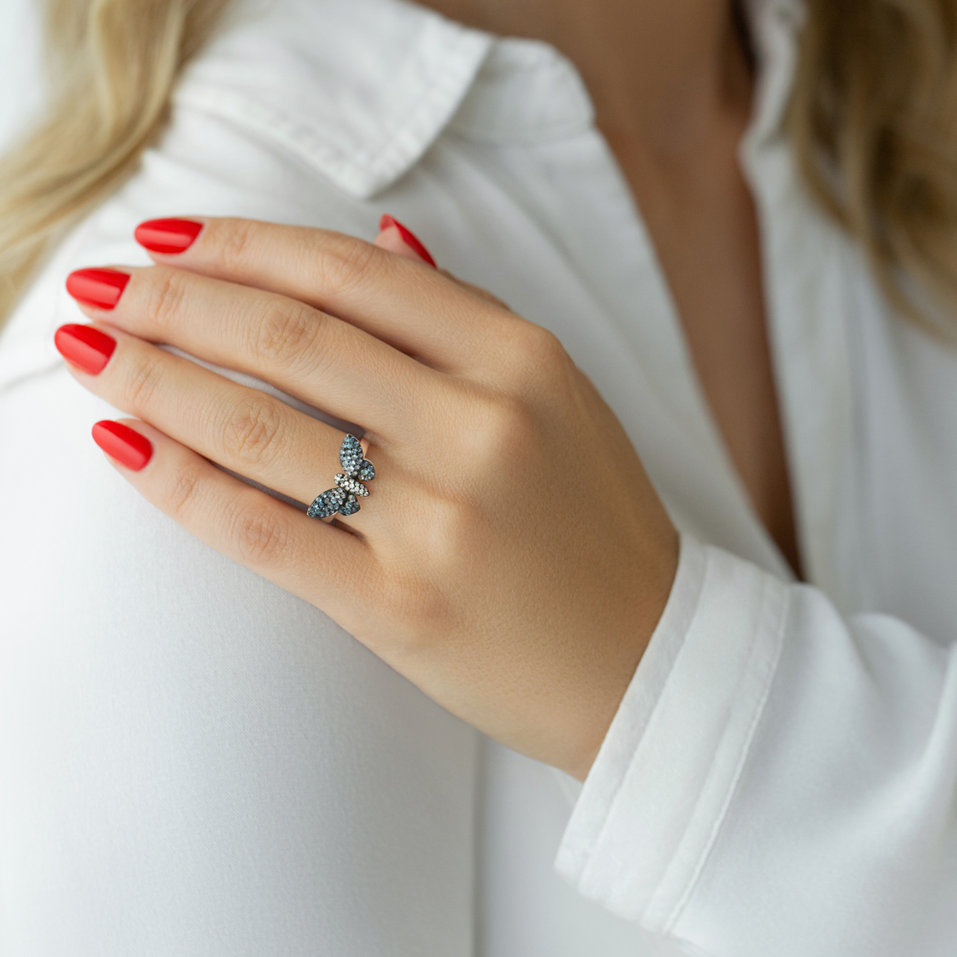 Prsteň s diamantmi a zafírmi Shiny Wings