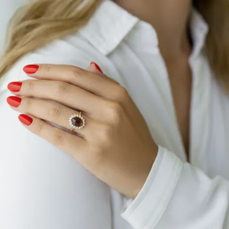 Prsteň s quartzom a diamantmi Diamond Euphoria