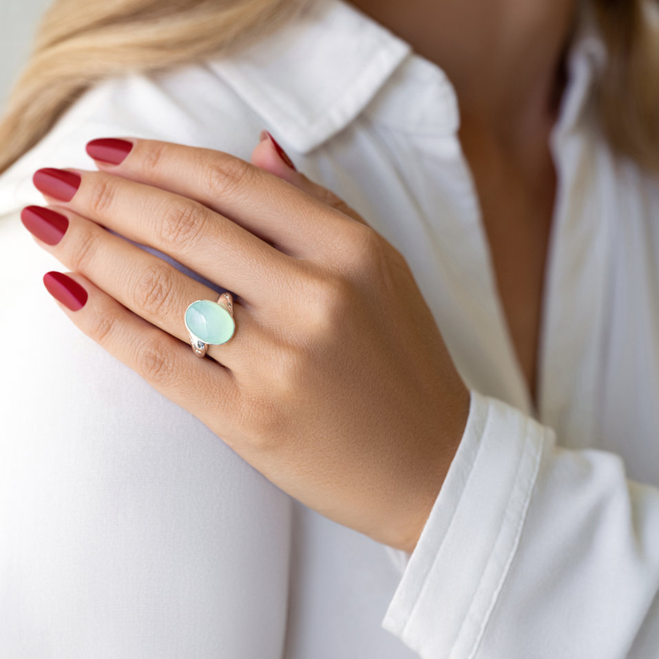 Prsteň s chalcedonom a diamantmi Gem Spirit