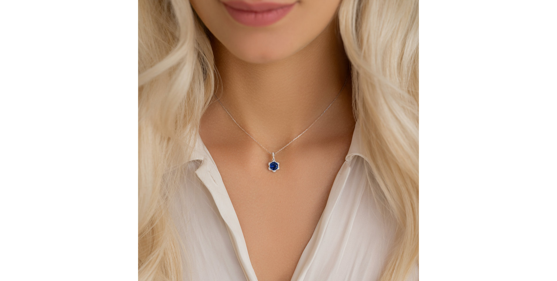 Přívěsok so zafírom a diamantmi Floral Dreams