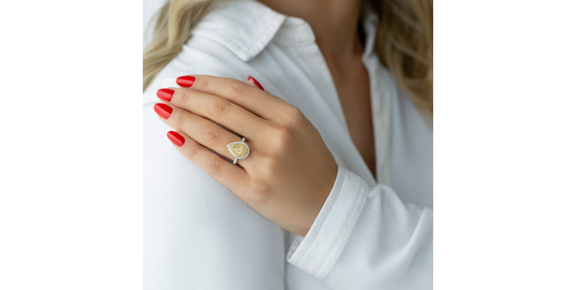 Prsteň s žltými a bielymi diamantmi Sun Drop