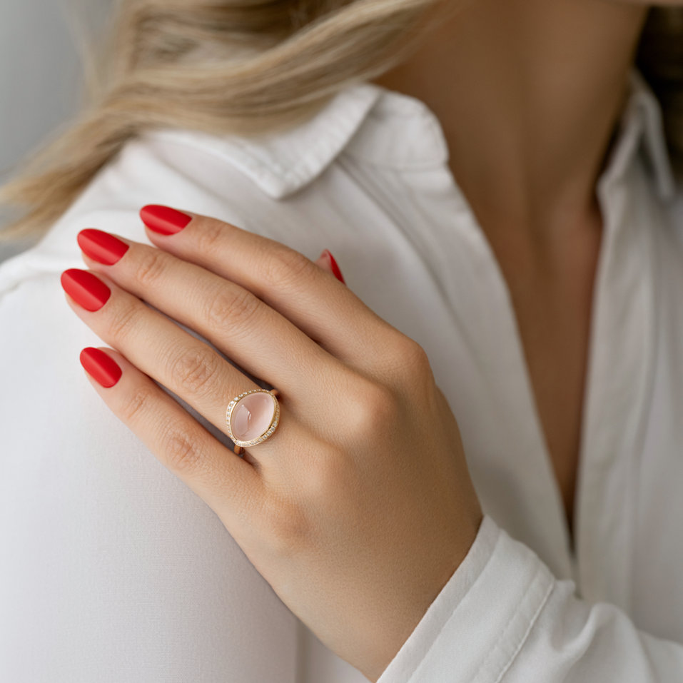 Prsteň s diamantmi a ruženínom Fabulous Magician