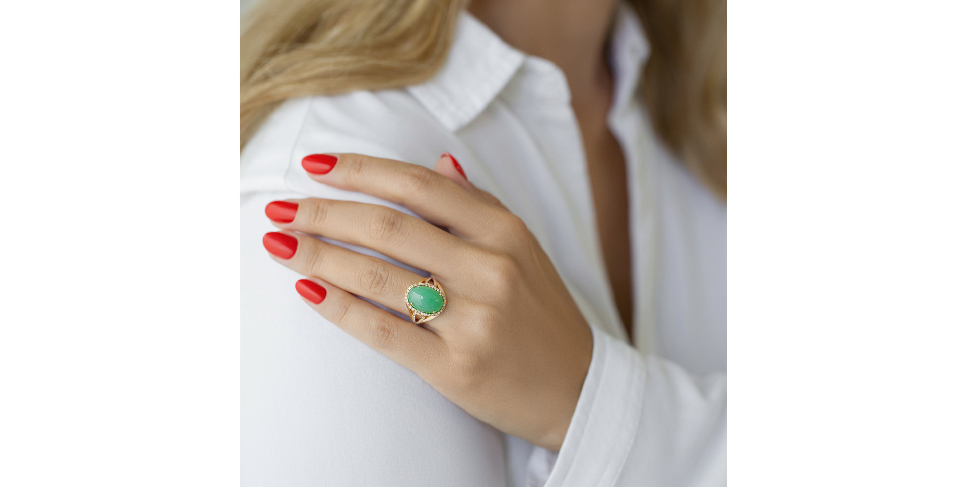 Prsteň s chalcedonom a diamantmi Posh Witchery