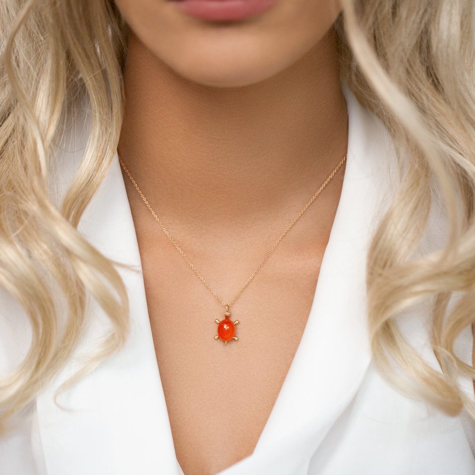 Náhrdelník s topásom a diamantmi Marvelous Turtle