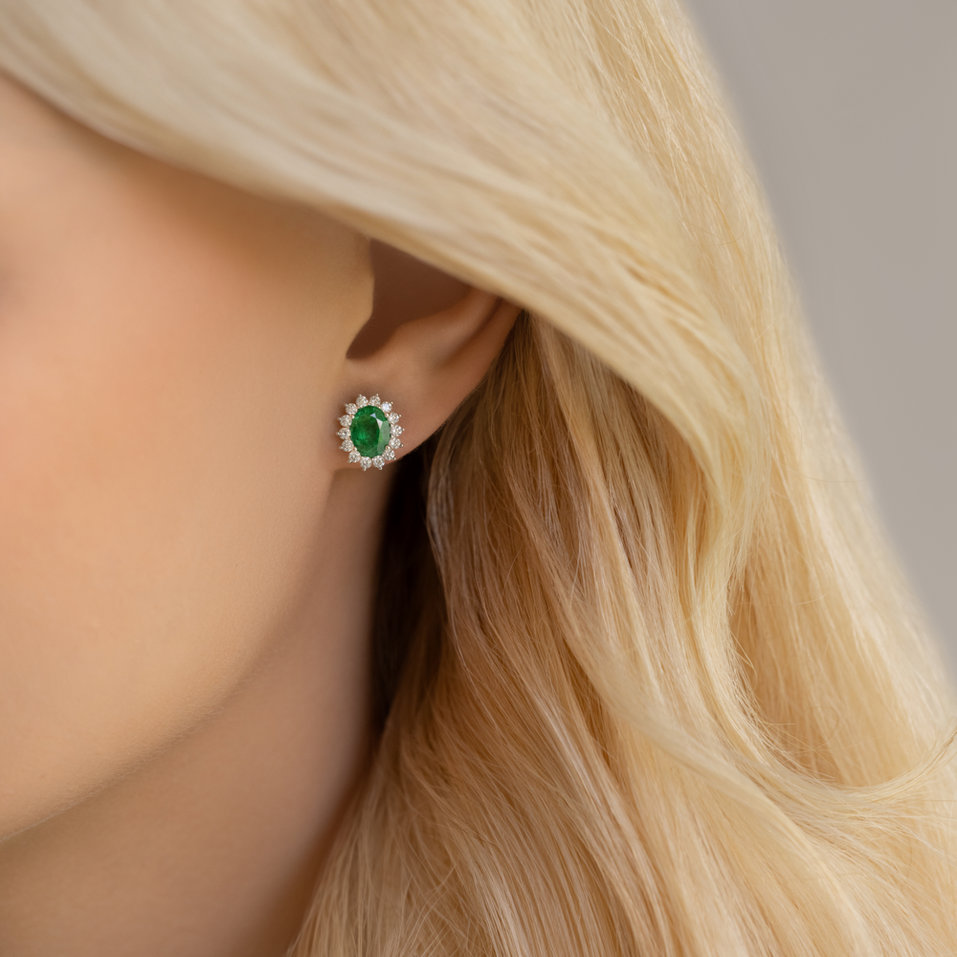 Náušnice so smaragdom a diamantmi Princess Sparkle
