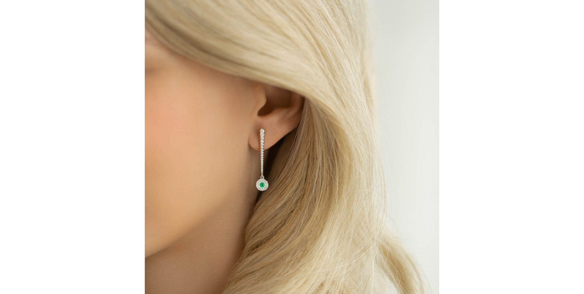 Náušnice so smaragdom a diamantmi Sparkling Exclamation