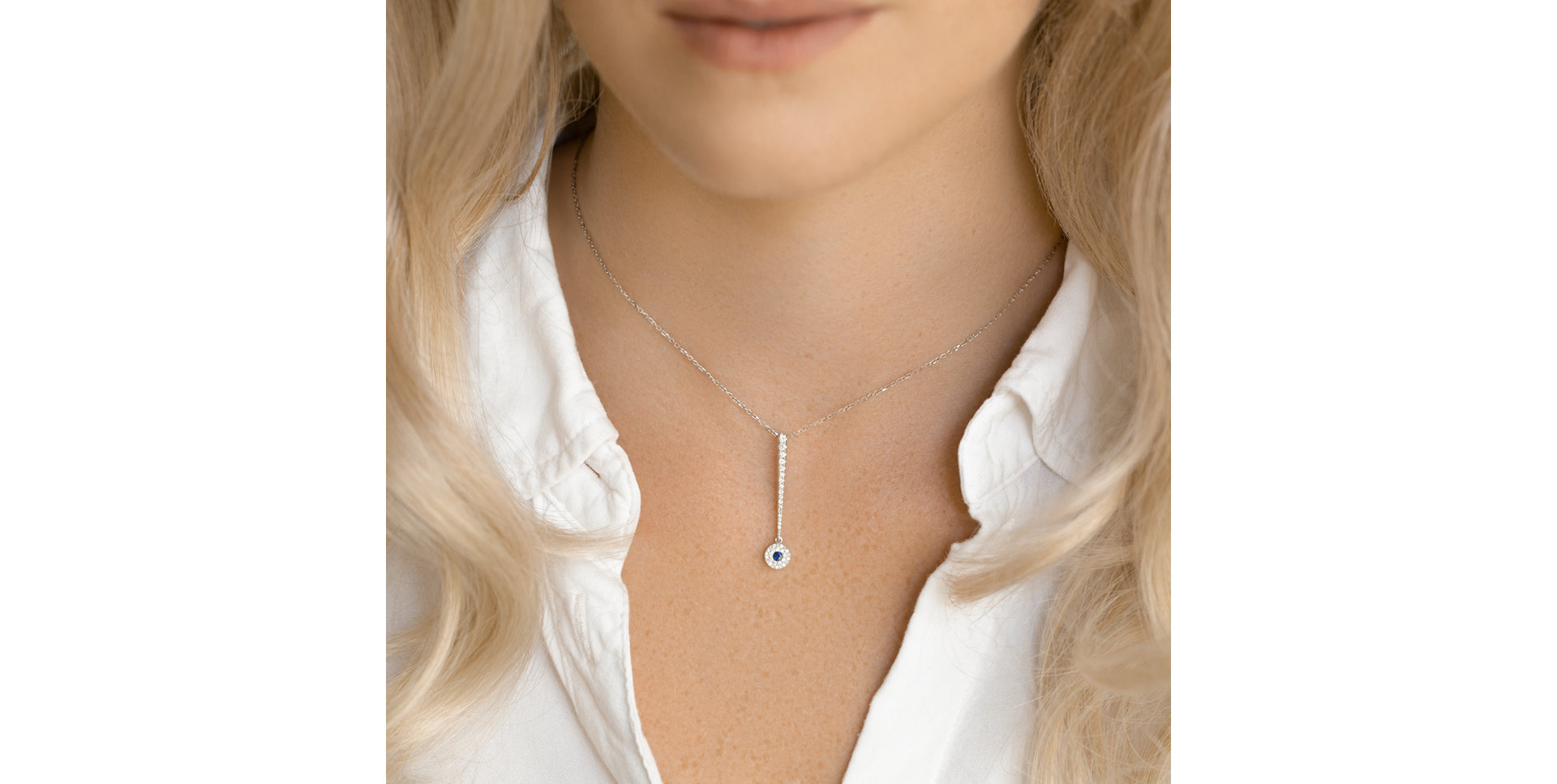 Přívěsok so zafírom a diamantmi Sparkling Exclamation