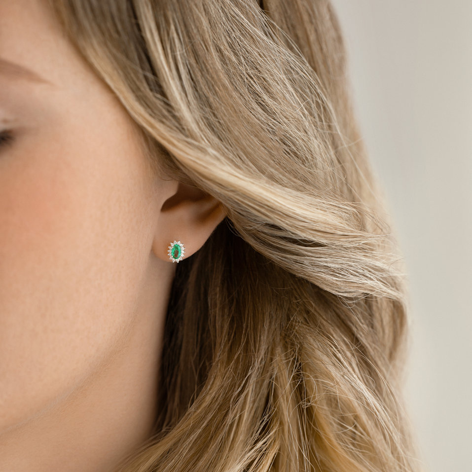 Náušnice so smaragdom a diamantmi Princess Sparkle