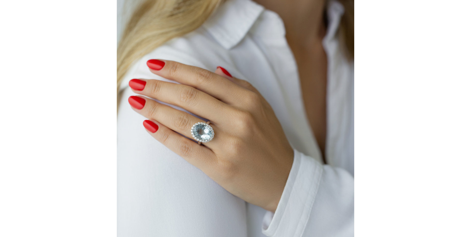 Prsteň s akvamarínom a diamantmi Fairy Sky