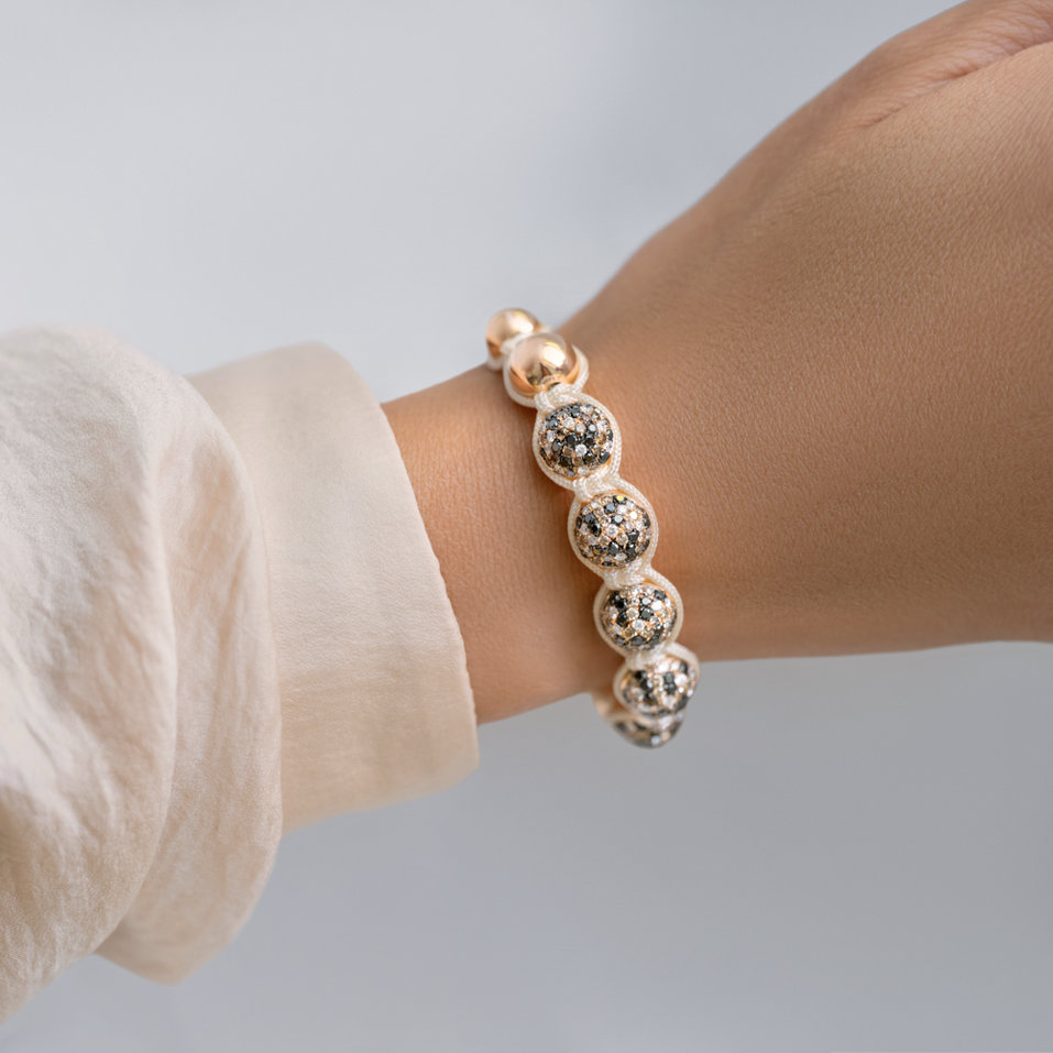 Náramok s diamantmi Beige Shamballa