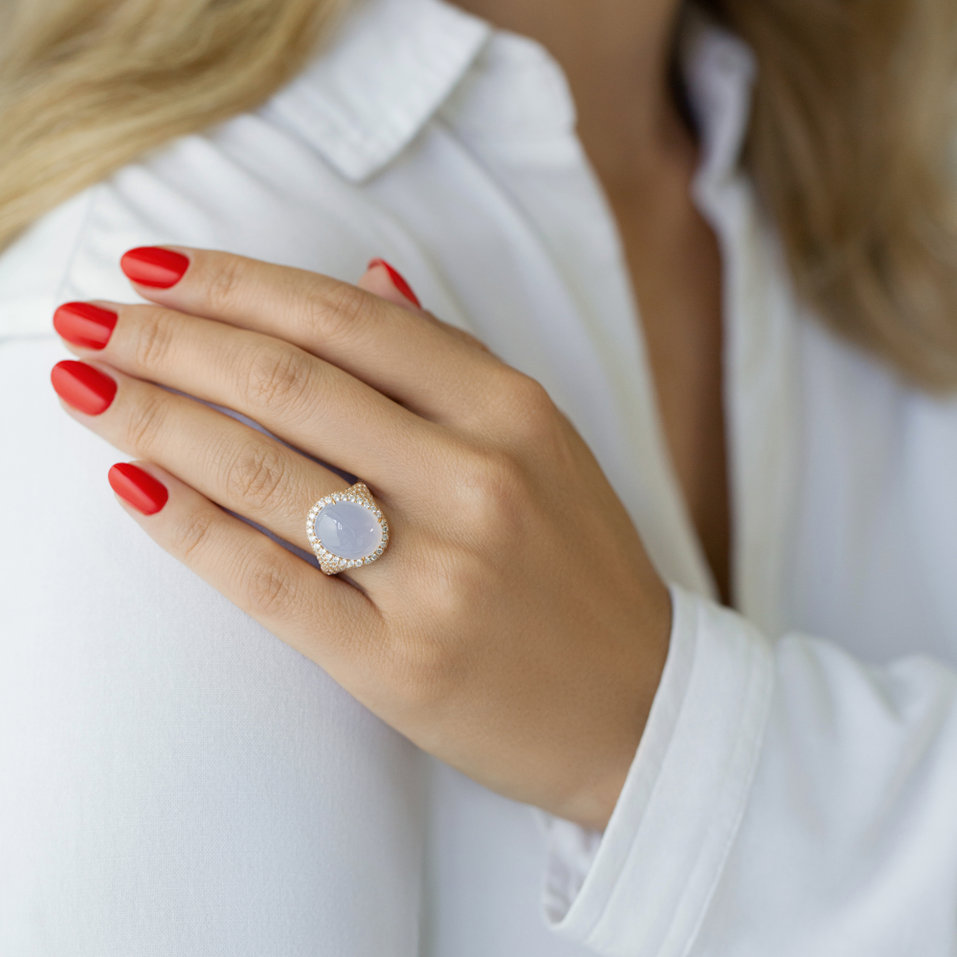 Prsteň s chalcedonom a diamantmi Royal Opium