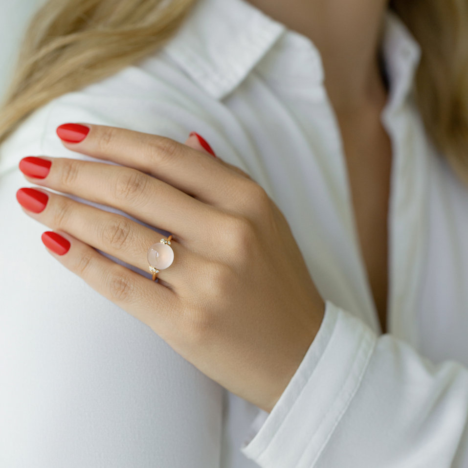 Prsteň s mesačným kameňom a diamantmi Heaven Czarina