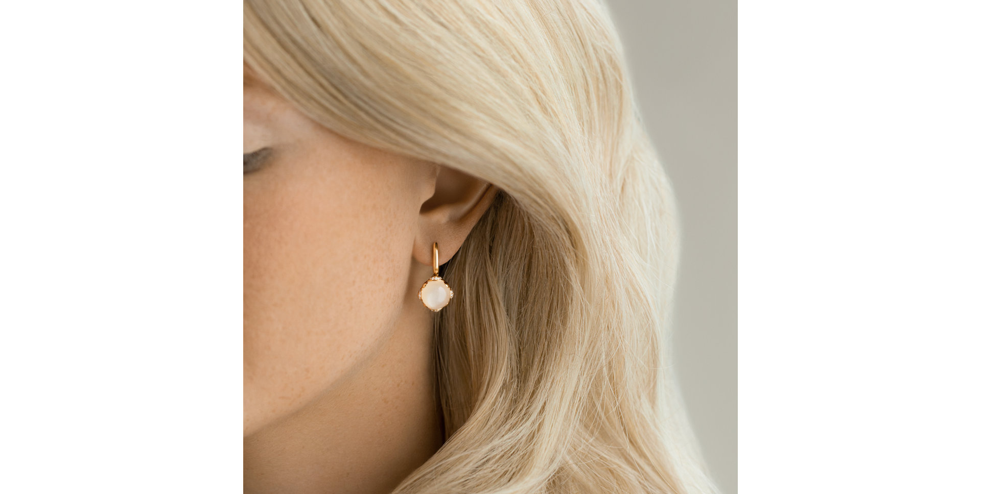 Náušnice s diamantmi a mesačným kameňom Aureli