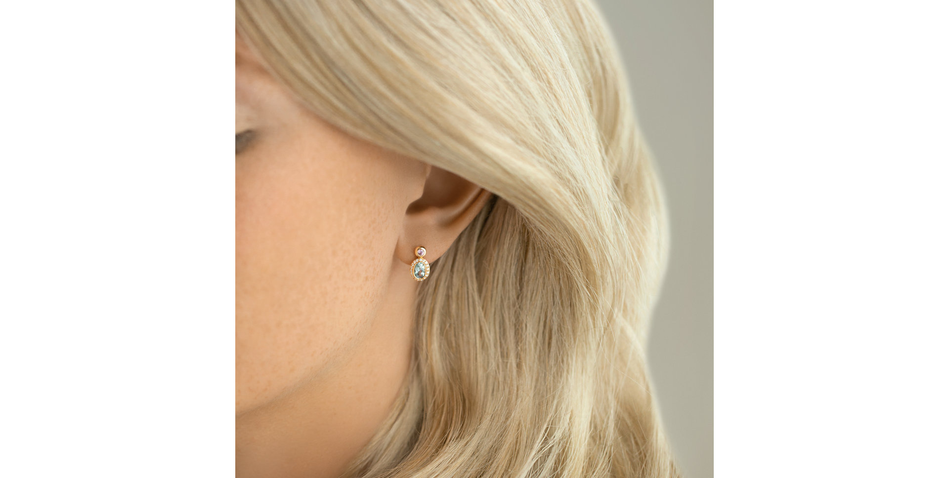 Náušnice s diamantmi, turmalínom a zafírom Lèpre