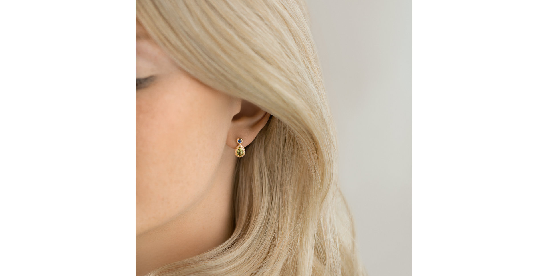 Náušnice s diamantmi, peridotom a zafírom Charme