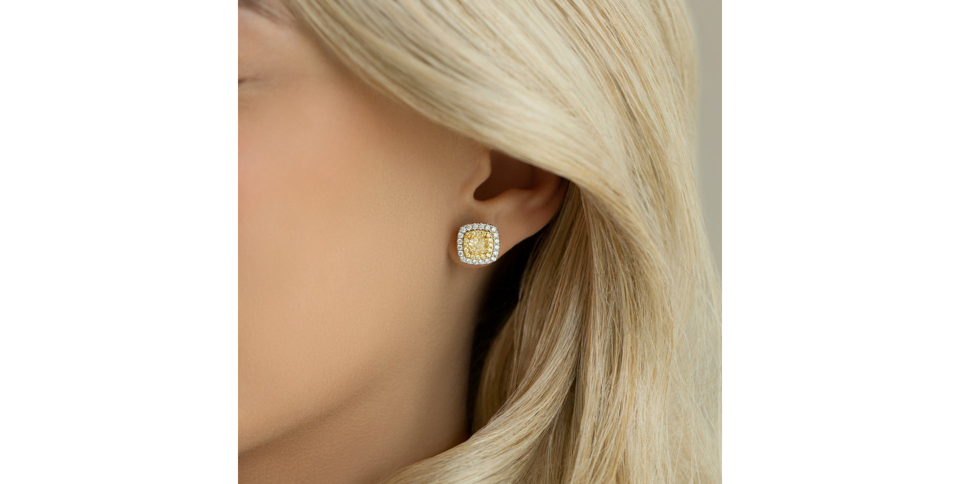 Náušnice s bielymi a žltými diamantmi Sunny Day