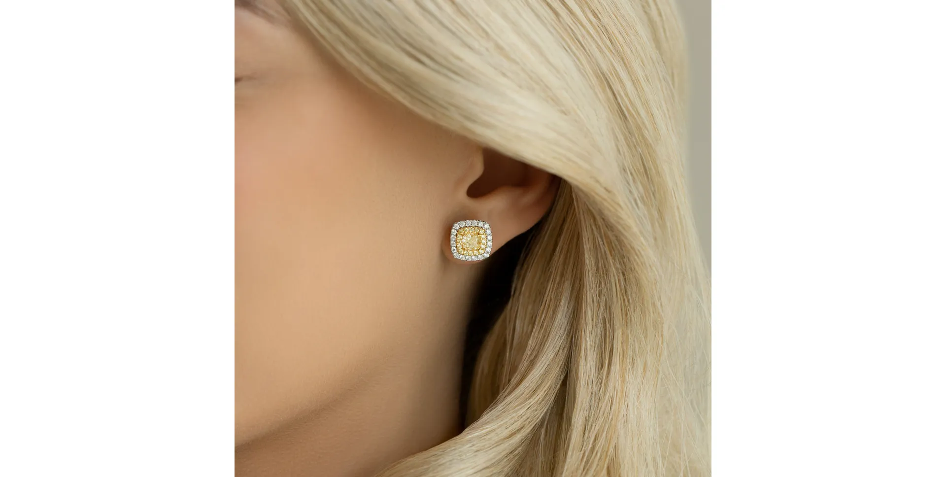 Náušnice s bielymi a žltými diamantmi Sunny Day