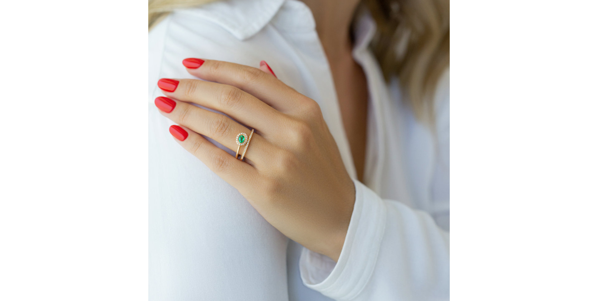 Prsteň so smaragdom a diamantmi Nicolette