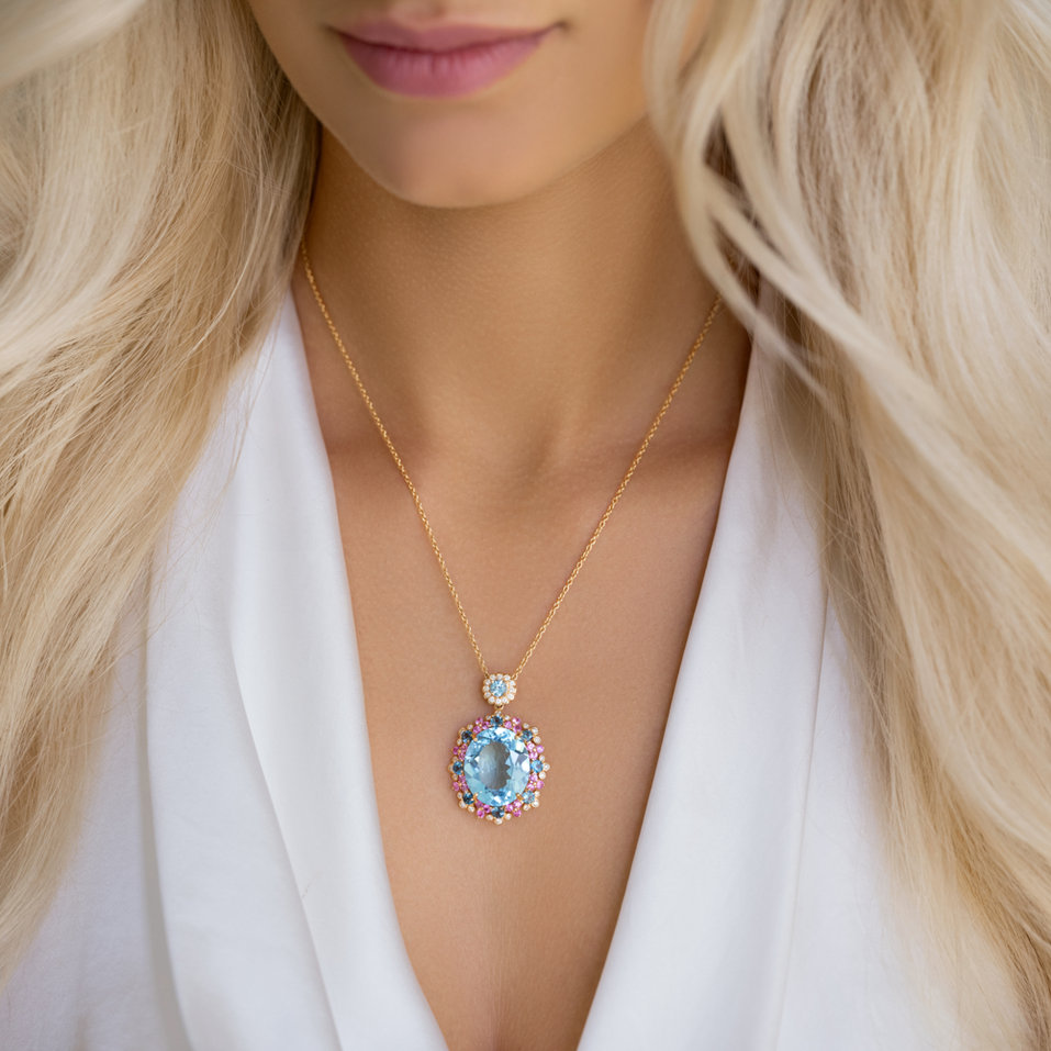 Náhrdelník s diamantmi a drahokamami Memories