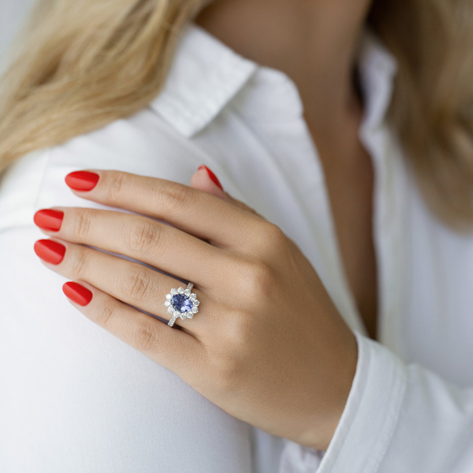 Prsteň s tanzanitom a diamantmi Tanzania Majesty