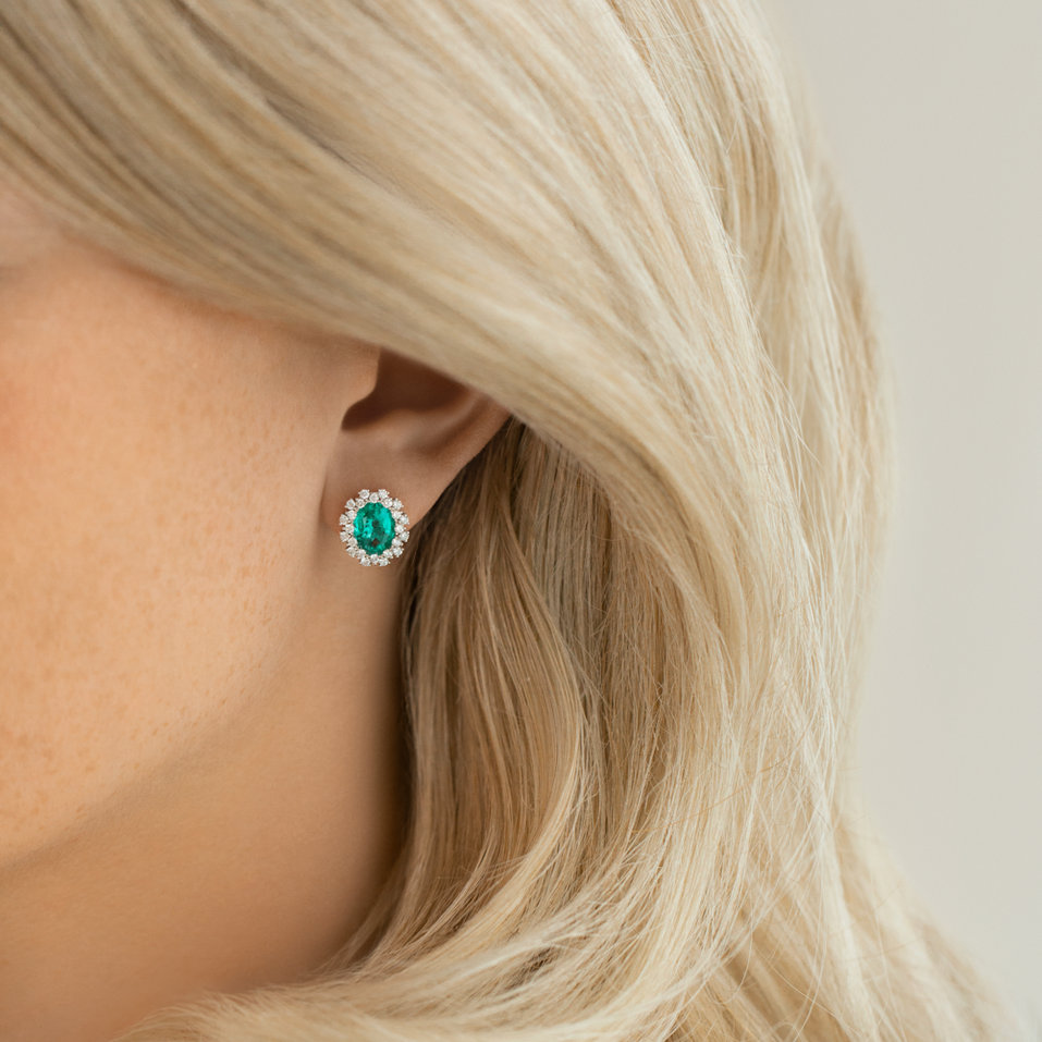 Náušnice so smaragdom a diamantmi Space Guardian