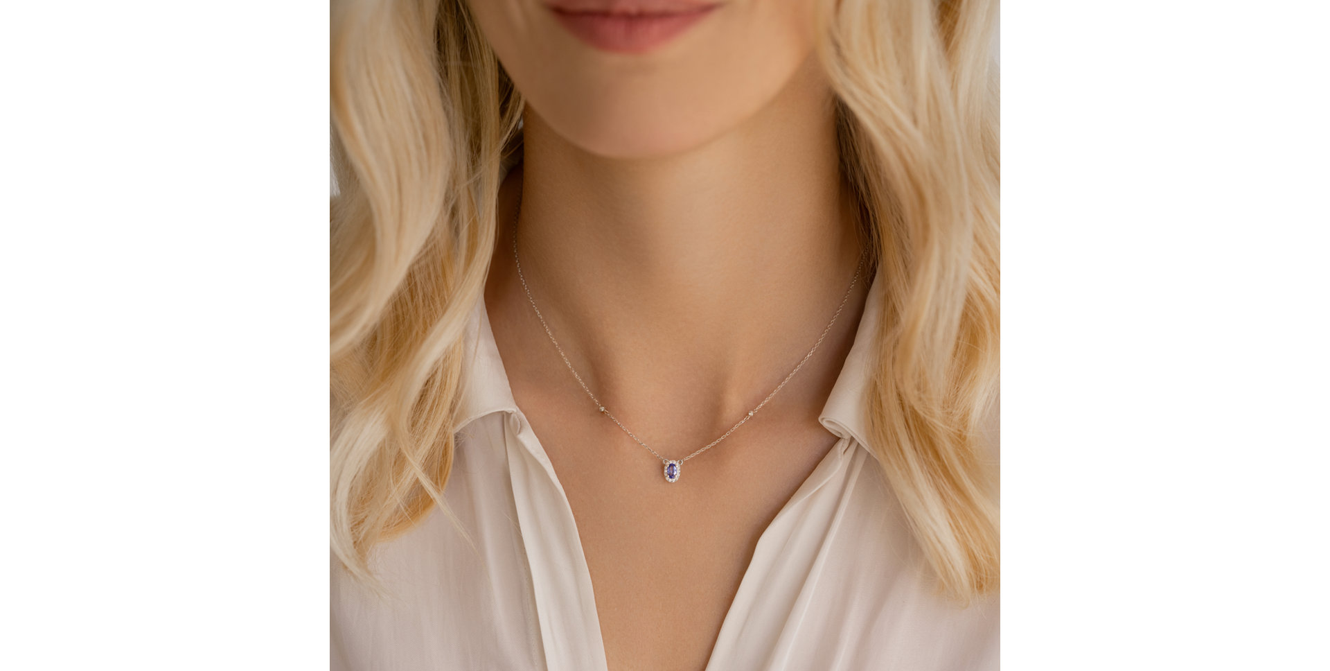 Náhrdelník s tanzanitom a diamantmi Space Gem