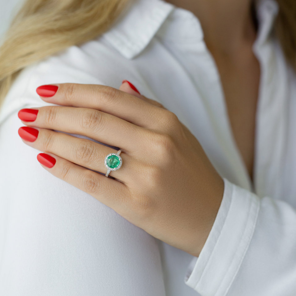 Prsteň so smaragdom a diamantmi Sin Signature