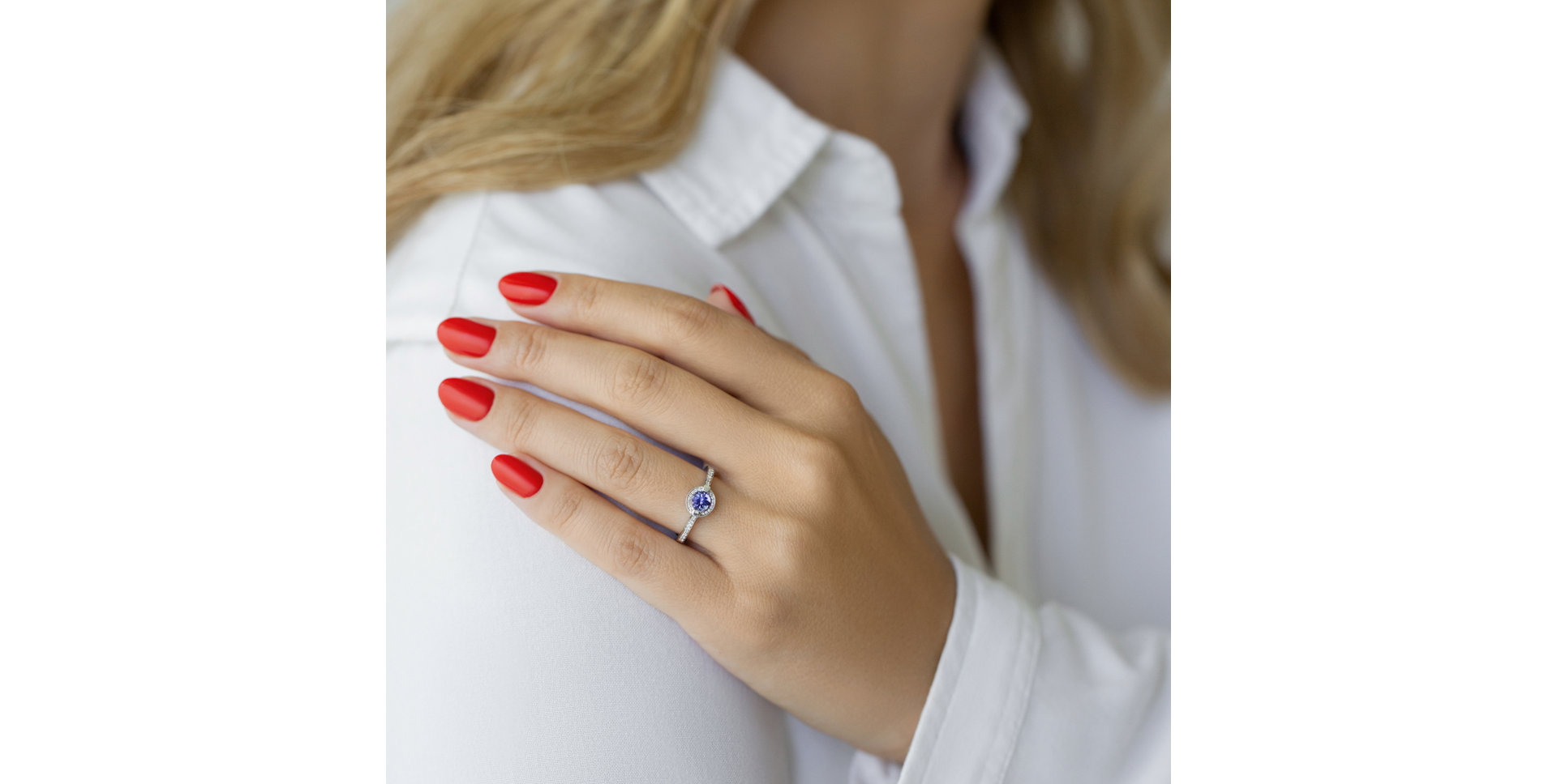 Prsteň s tanzanitom a diamantmi Parvati