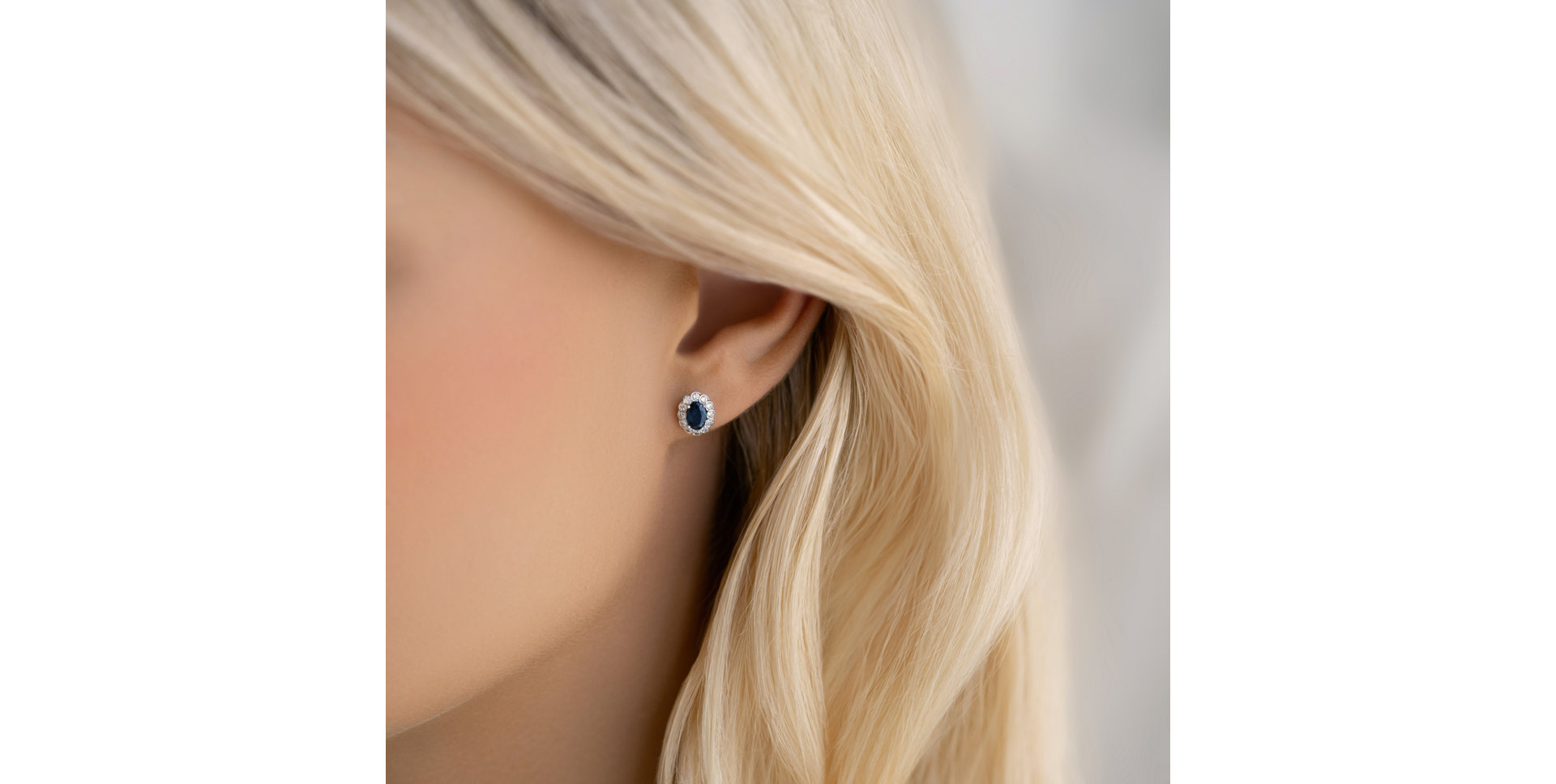 Náušnice s zafírom a diamantmi Brilliance