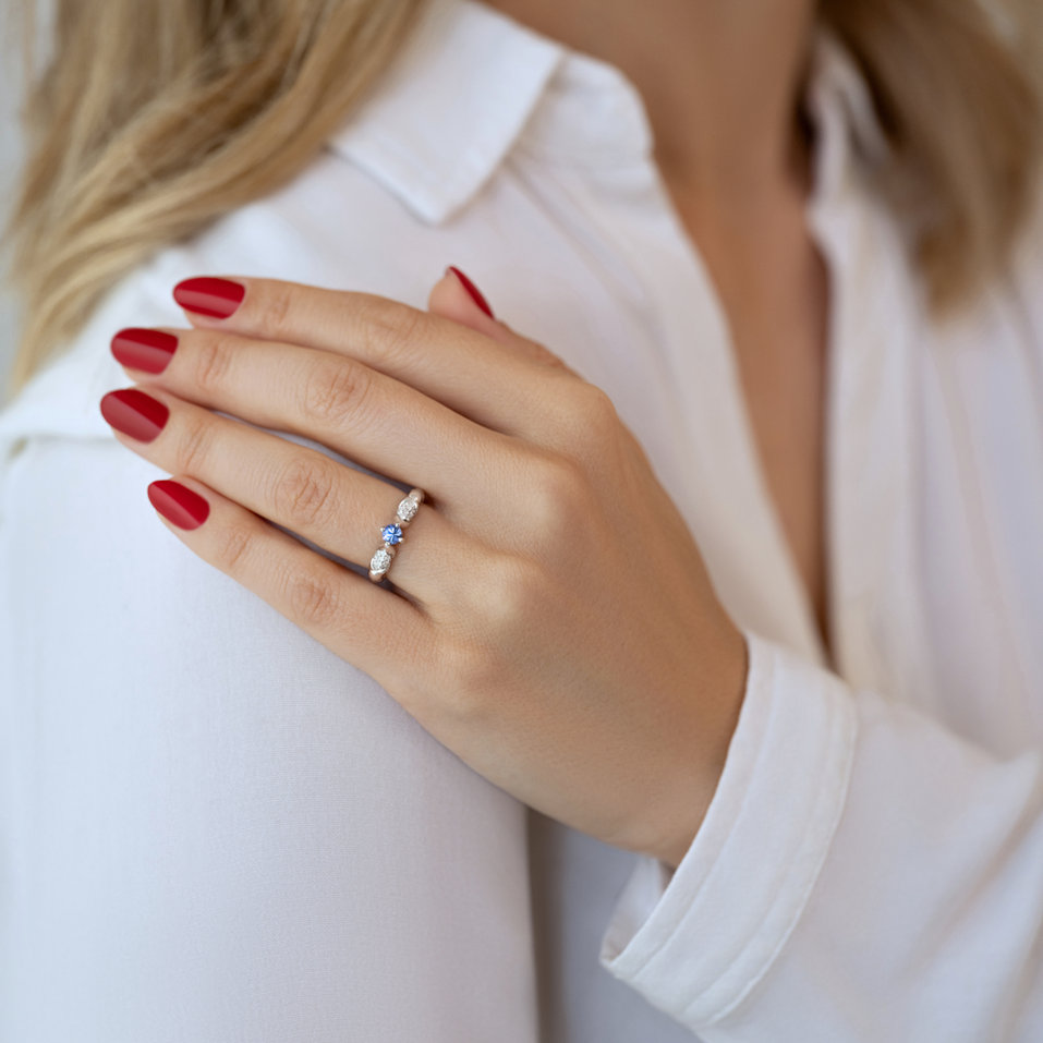 Prsteň s tanzanitom a diamantmi Enchanting Moon