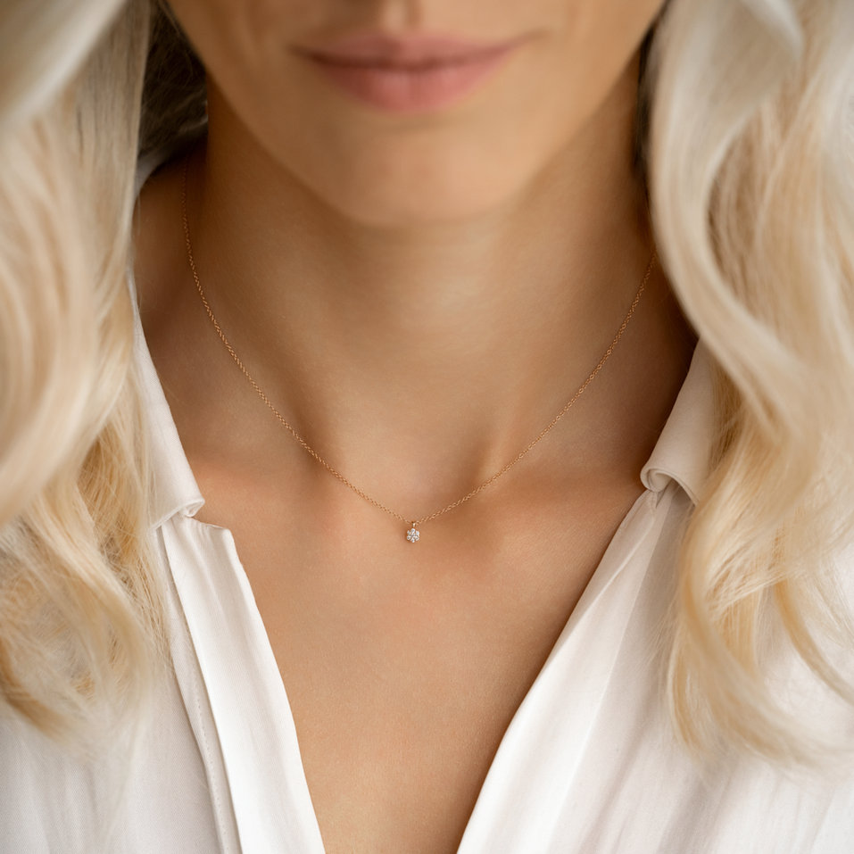 Náhrdelník s diamantmi Shiny Flower